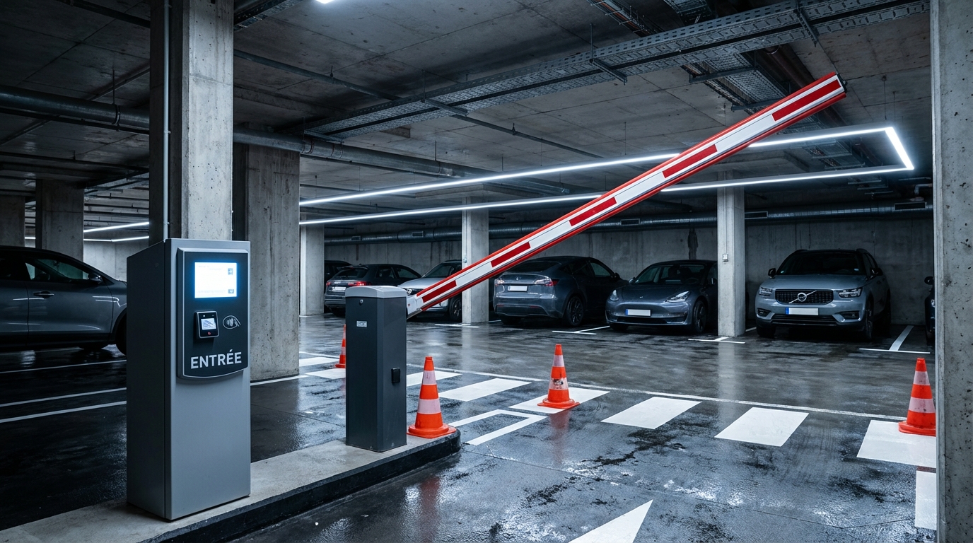 Entrée contrôlée par MONEPARC dans un parking sous-terrain